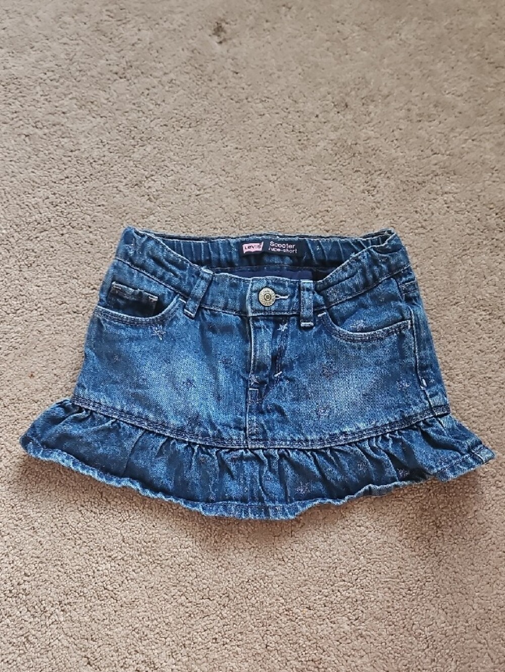 Denim Ruffled Mini Skirt - Blue - Picture 7 of 8